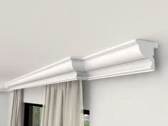 an image of a white curtain rod in the living room