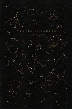 the zodiac sign is shown on a black background with gold stars in the night sky