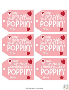 four valentine's day tags with hearts and the words i hope your valentines day is