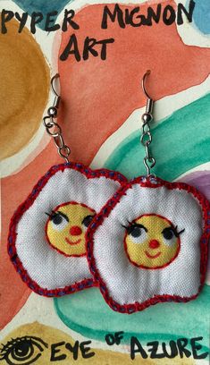 Super cute and lightweight handmade plushie egg earrings. Egg Earrings, Handmade Plushies, Durham Nc, Art Club, Durham, Sunnies, Jewelry Earrings Dangle, Dangle Drop Earrings, Egg