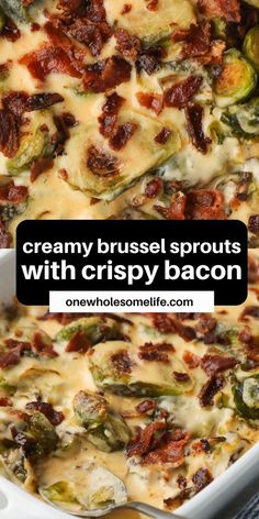 brussel sprouts with bacon white dish. Bacon Brussel Sprout Recipes, Easy Brussel Sprouts Recipe, Easy Brussel Sprouts, Keto Brussel Sprouts, Creamy Brussel Sprouts, Brussel Sprouts Recipes Easy, Brussel Sprouts With Bacon, Recipe With Bacon, Cooking Brussel Sprouts