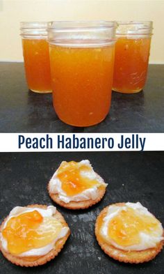 peach habanero jelly in jars and on the table