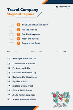 the travel company's top ten destinations and taglines are shown in this image