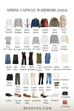 How to Create a Spring Capsule Wardrobe + 82 Outfit Photos - Be So You Spring Summer Capsule Wardrobe, Outfit Photos, Capsule Wardrobe Essentials, Spring Capsule, Travel Capsule Wardrobe