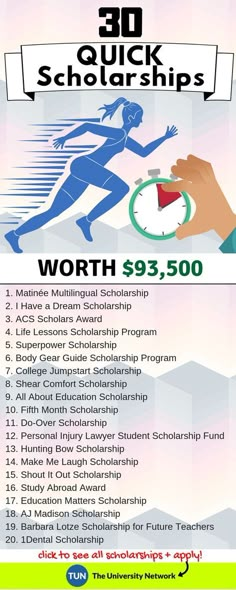 a poster with the words 30 quick scholarshipss worth $ 3, 500