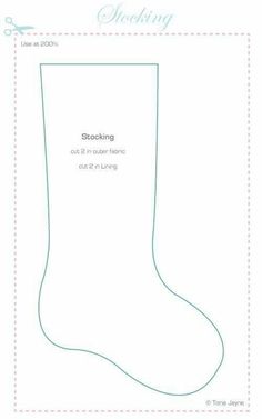 the sewing pattern for a stocking is shown