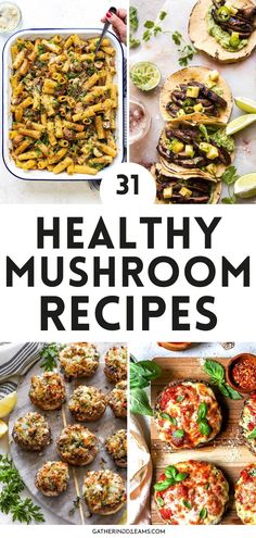 healthy mushroom recipes with text overlay