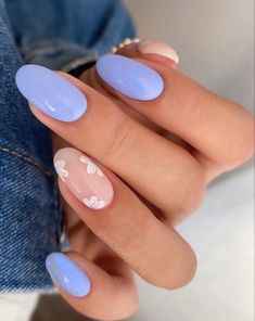 Periwinkle Nails, Lavender Nails, Summery Nails, Her Nails, Cute Gel Nails, Round Nails, Short Acrylic Nails Designs, Oval Nails, Spring Nail