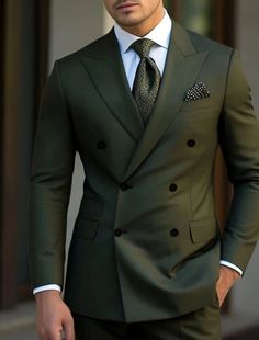 Mobster Suit Men, Army Green Suit Men, Green Double Breasted Suit Men, Mens Wedding Style, Suits For Men, Best Wedding Suits For Groom, Best Wedding Suits For Men, Green Suit Men, Double Breasted Suit Men