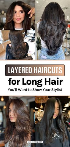 Looking for layered haircuts for long hair that you'll want to show your stylist? My blog post features 15 stunning styles, including layered cuts with long layers, curtain bangs, butterfly haircut, long blunt cut, and more. Discover the best layered haircuts for long hair to add volume, texture, and movement. Ready for a fresh new look? Head to the blog now to find the perfect layered haircut for your long hair! Long Haircut With Choppy Layers, Long Hair With Layers Middle Part, Long Haircut With Short Layers, Haïr Cut Style For Long Hair, Long Butterfly Haircut Straight Hair, Long Hair Styles Round Face, Long Haircuts For Oval Face Shape, Haircut Layers Long Hair, Butterfly Layered Haircut Long Hair