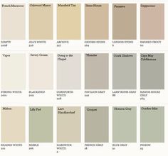 the different shades of paint that are used in this painting project, including neutrals and browns