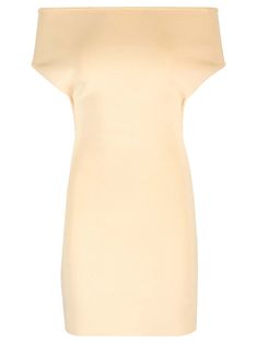 "Cubista" mini dress from Jaquemus, in pastel yellow compact jersey with deep neckline on the back, off-shoulder design, adjustable lingerie strap on the back. Mini Dresses For Women, Deep Neckline, Pastel Yellow, Shoulder Design, Dress For Women, Off Shoulder, Online Shop, Pastel, Lingerie