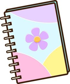 an open spiral notebook with a flower on the front and bottom cover, in pastel colors