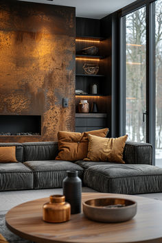 living room decor, living room inspiration, living room ideas, black and brown living room