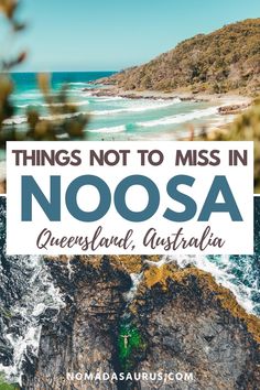 the coastline with text that reads things not to miss in noosa queensland australia