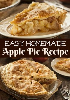 homemade apple pie recipe on a white plate