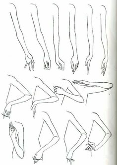 a drawing of hands and legs in various positions