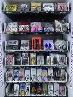 a vending machine filled with lots of different types of items in it's display case