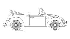 an outline drawing of a convertible car