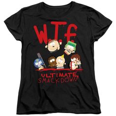 South Park Wtf Ultimate Smackdown Women's 18/1 Cotton Short-Sleeve T-Shirt Flash Tv Series, Hungry Hippos, Love Boat, Girl Superhero, Graphic Tee Shirts, Mens Graphic Tee, South Park, Cotton Shorts, Workout Shorts