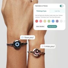 two women's wristwatchs with different designs on them and one has an i love you message