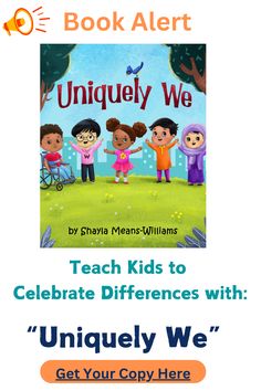 the book cover for uniquely we by sheila means williams with an image of children holding hands