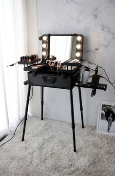 Portable Makeup Station | Black Makeup Artist Kit | Makeup Organiser | Light Up Portable Vanity Portable Makeup Station, Portable Vanity, Makeup Trolley, Black Makeup Artist, Makeup Organiser, Makeup Artist Kit, Makeup Chair