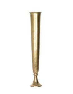 a tall brass vase on a white background