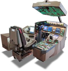 an airplane cockpit with many electronic controls