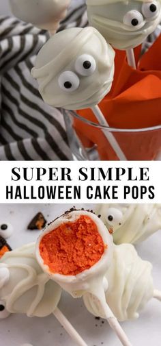 halloween cake pops with spooky eyes on them