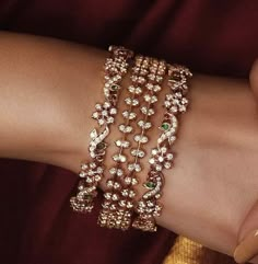 Daimond Bangel Design, Close Setting Diamond Bangles, Telugu Jewellery, Diamond Bangles Indian, Indian Wedding Jewelry Sets, Diy Gold