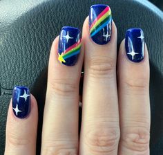 Pride Nail Designs Short, Rainbow Galaxy Nails, Rainbow Brite Nails, Rainbow Star Nails, Blue Rainbow Nails, Dark Blue Acrylics, Black Rainbow Nails, Rainbow Short Nails, Rainbow Nails Short