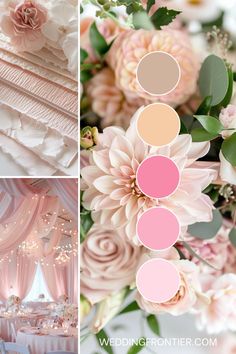 pink and white wedding decor with flowers