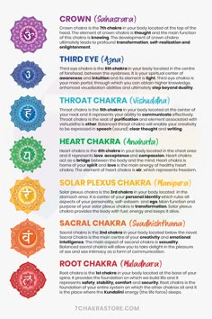 Chakra is a Sanskrit word literally meaning wheel or circle and it originates from  the ancient, Indian yoga system and the philosophy of Tantra. Chakras can be best descibed as the vortexes of energy located vertically along the spine & they correspond to the spinal plexuses in the physical body. In your physical body, there are 7 major chakras. Each chakra appears like a wheel of light which spins in a clockwise direction at a different speed. Chakras are vital elements on your spiritual path Chakras For Beginners, Chakra Chart, Manipura Chakra, Chakra Heilung, The Seven Chakras