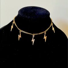 Brand New And Never Used. Message Me If You Also Want To Combine Orders So You Only Pay Shipping Once! Lightning Bolt Outfit, Lightning Jewelry, Golden Lightning, Lightning Bolt Jewelry, Lightning Necklace, Bright Necklace, Chunky Gold Necklaces, Lightning Bolt Necklace, Denki Kaminari