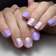 Lavender Dip Nails Design, Summer Glitter Gel Nails, Fun Purple Nails, Sns Nails Designs, Aurora Nails, Dip Nail, Sns Nails, Purple Nail Designs