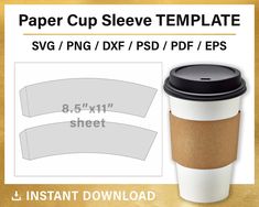 paper cup sleeve template svg / png / dxf / psd / eps