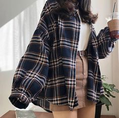 every day look on We Heart It Oversized Plaid Shirts, Vintage Hipster, Outfit Trends, Mode Inspo, Mode Vintage, Outfit Style, Korean Outfits, Teen Fashion Outfits, Fashion Mode