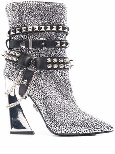 Crystal Boots, Pointy Boots, Hee Haw, Jeweled Shoes, Jeweled Sandals, Rhinestone Shoes, Studded Boots, Philipp Plein, Black Rhinestone