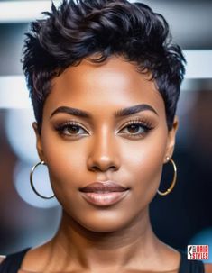 Short Natural Fade Haircuts For Black Females (2024) « Only Hairstyles Black Womens Haircuts Short Natural, Super Short Pixie For Black Women, Pixie Haircuts For Black Women, Black Women Short Hairstyles, Short Natural Curly Hair, Natural Hair Bun Styles