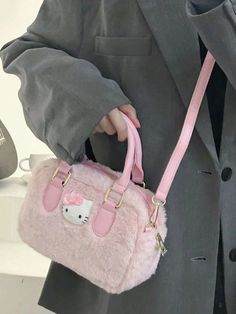 y2k hello kitty pink aesthetic cute bags for girls light pink purse handbag crossbody bag fuzzy bag Aesthetic Pink Hello Kitty, Kawaii Aesthetic Pink, Hello Kitty Purse, Hello Kitty Bag, Hello Kitty Cartoon, Beg Tangan, Plush Bags, Pink Hello Kitty, Girls Handbags