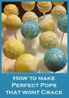 cake pops with yellow and blue frosting sitting on top of a white platter