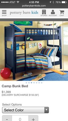 a child's bedroom with bunk beds and toys on the floor in front of it