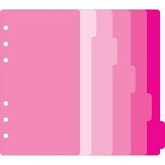 pink file folders stacked on top of each other