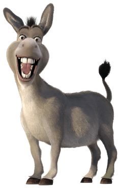 an animated donkey with its mouth open and tongue out, standing in front of a white background