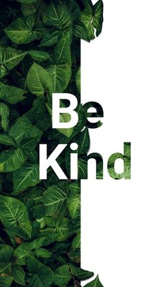 the words be kind are surrounded by green leaves