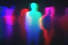 the silhouettes of people are colored in bright colors