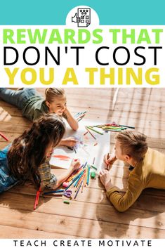 three children sitting on the floor with crayons in front of them and text that reads