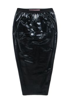 Redefine elegance with this sophisticated midi skirt by Rick Owens, impeccably crafted from lustrous black patent leather. Its high-fashion silhouette, created by a sleek banded waist and a unique overlapping back with a central split hem, merges elegance with edgy style. Pair it with a tucked-in silk blouse and stilet French Girl Chic, Fashion Silhouette, Leather Midi Skirt, Chic Shop, Stiletto Boots, Edgy Style, Buy Shoes Online, French Girl, Split Hem