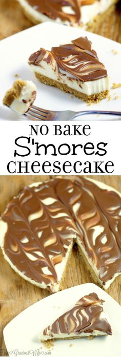 no bake s'mores cheesecake on a white plate